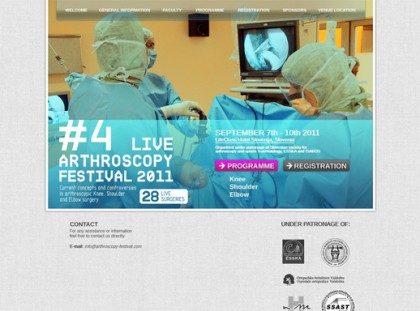 spletna stran Arthroscopy festival 2011