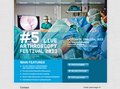 spletna stran Arthroscopy festival 2013